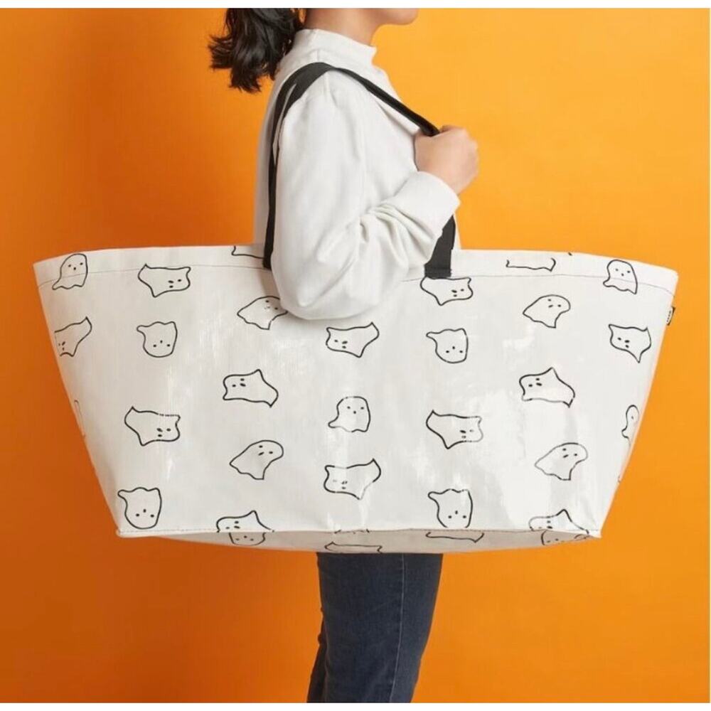 Ikea Kustfyr Ghost Halloween Bag Shopping Tote Large White Black